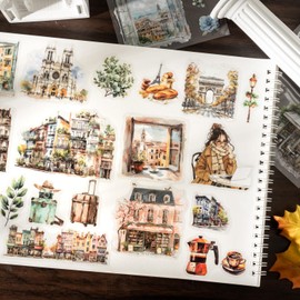 Alideco 18pcs Scrapbook Stickers Vintage European Architecture Flower Maiden Café Gourmet Sticker Book for Adults Sticker journaling Stickers for Scrapbooking (huayushaonv)