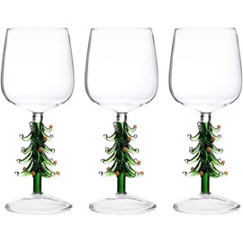 Luxshiny 3 pieces 360ml Christmas Tree Xmas Wine Glass Stem Wine Glasses elegant Wine Goblet Wine Glass Wine Christmas Tree Goblet