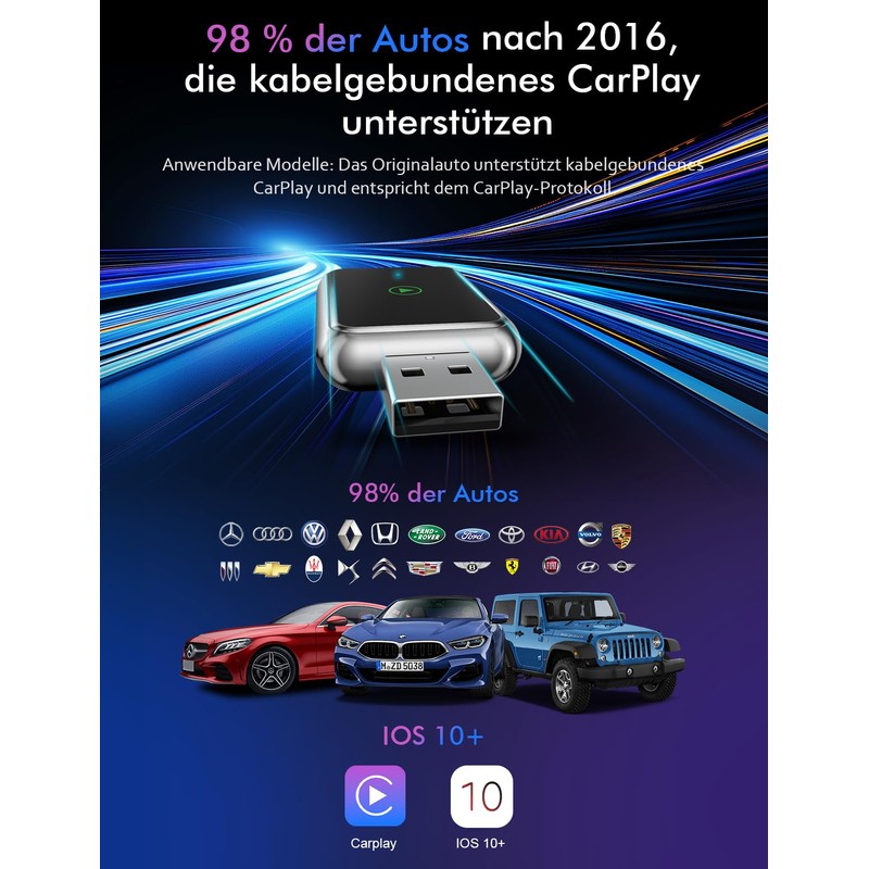 Robofun Carplay Wireless Adapter, Carplay Adapter Wireless Compatible with Car