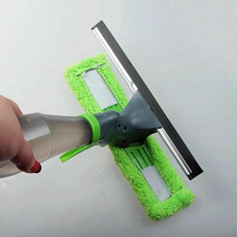 3 in 1 Window Squeegee with Microfiber Scrubber Water Spray