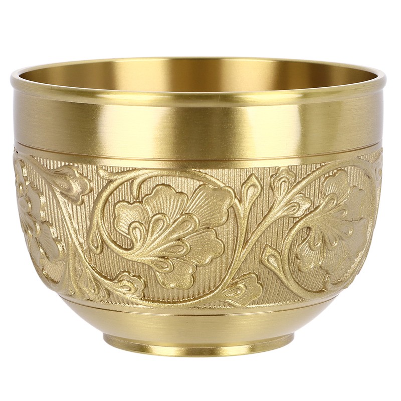 Brass Tea Cup Exquisite Embossed Patterns Retro European Small Coffee