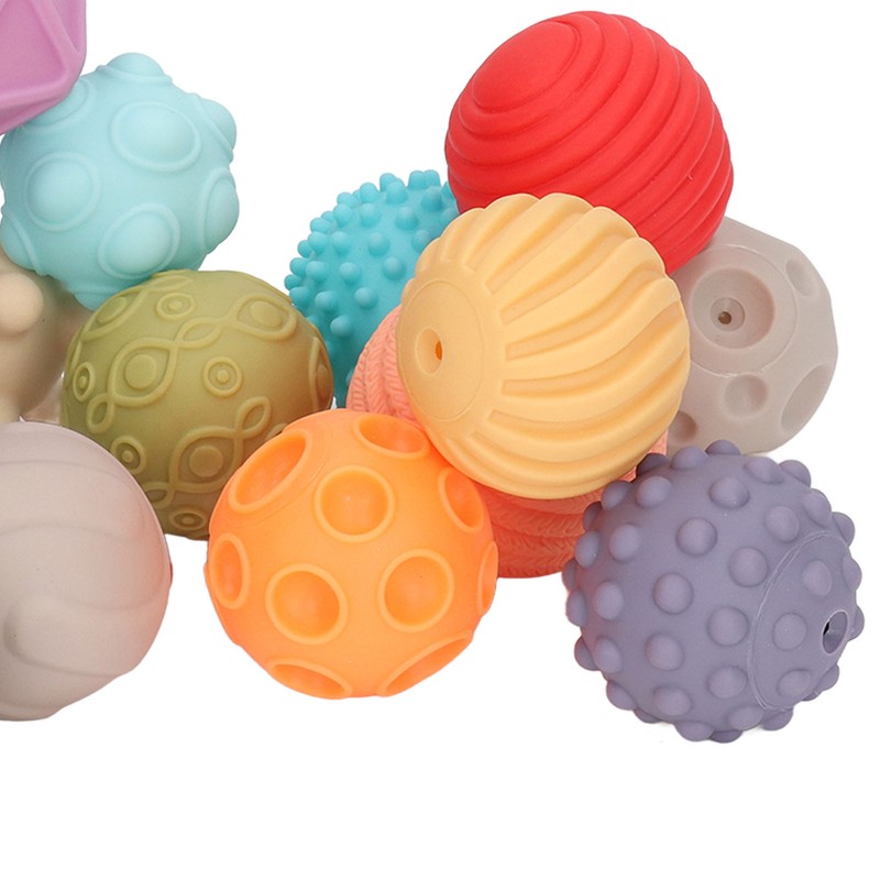 16PCS Baby Soft Textured Sensory Balls Toddlers Exploration Toys Sensory