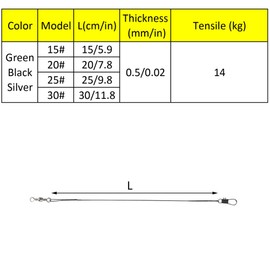 25Pcs (30# Black) Stainless Steel Fishing Wire Trace Leaders with Snap & Swivels, Anti-Bite Lure Wire Trace for Pike Perch Zander, Saltwater Freshwater Fishing Accessories Tackle