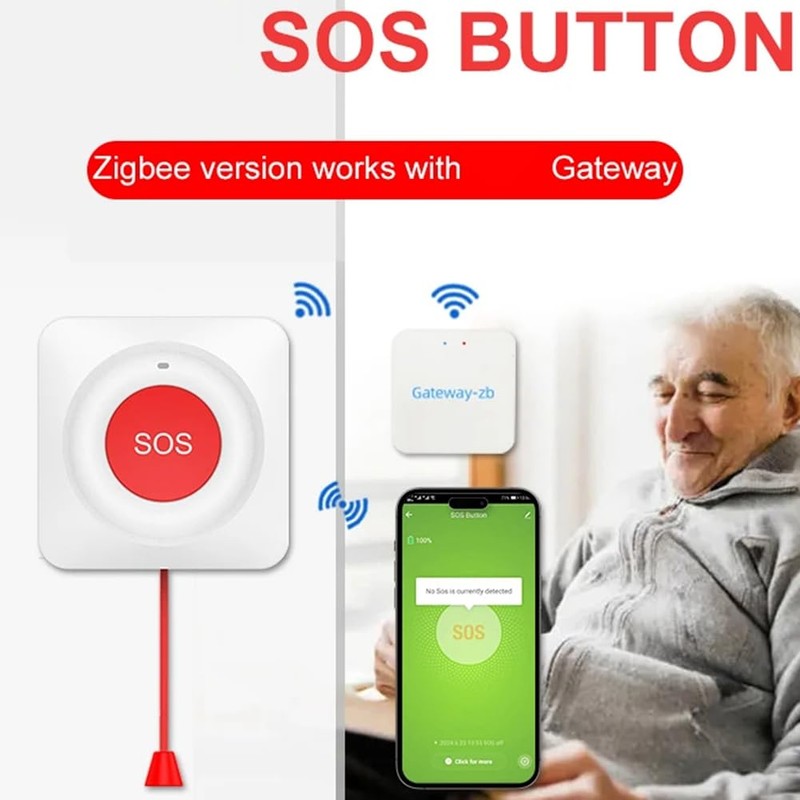 Aswalling Smart SOS Button Wireless Caregiver Pager Alert Transmitter Emergency