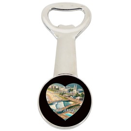 Bradley Beach New Jersey Travel Souvenir Destination Heart Shape Design Magnetic Bottle Opener Single
