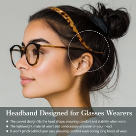 Zoolinn Non-Slip Tortoise Headband for Glasses Wearers – Pressure-Free Hairband for Women’s Hairstyles (2 Pack)