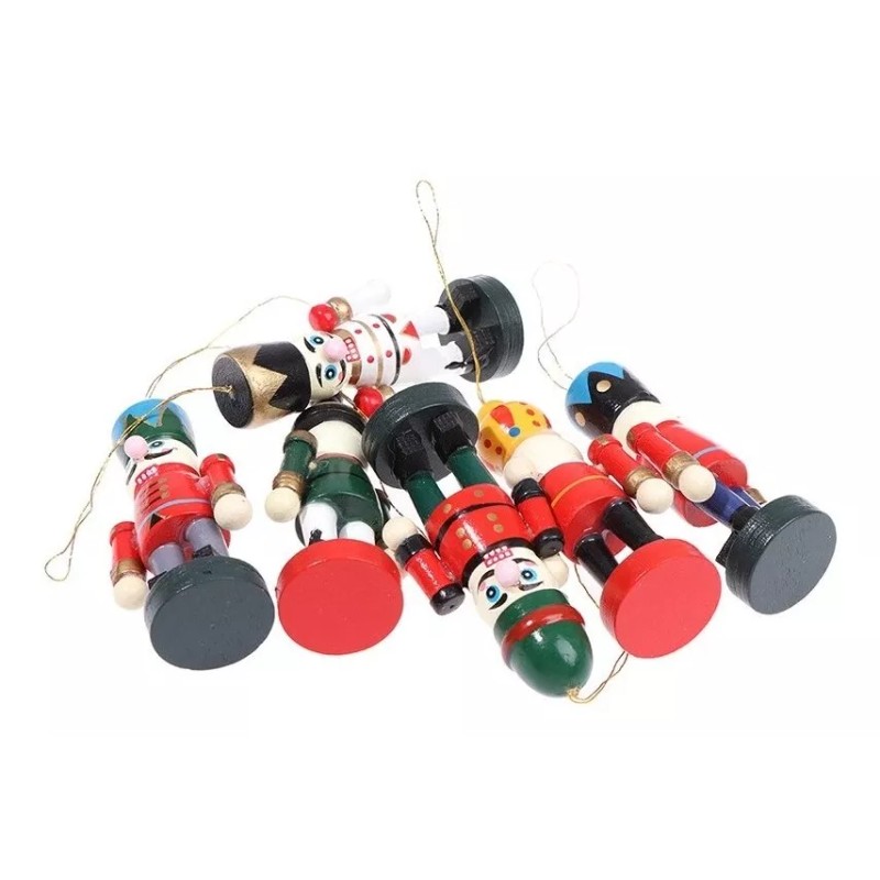 Navidad 6 Soldaditos Navideños Soldado Madera Navidad Santa Adorno