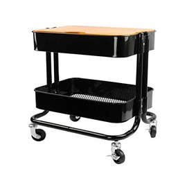 2 Tier Rolling Cart，Metal Utility Cart with Wheels and Cover for Office Home Kitchen Organization (Black-1)