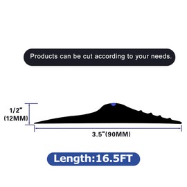 ToLanbbt 16.5Ft/5M Universal Garage Threshold Seal Strip with 300ml Black Sealants/Adhesives, Garage Door Bottom Weatherproof Strip Rubber DIY Weather Stripping Replacement (Black-Blue Line)