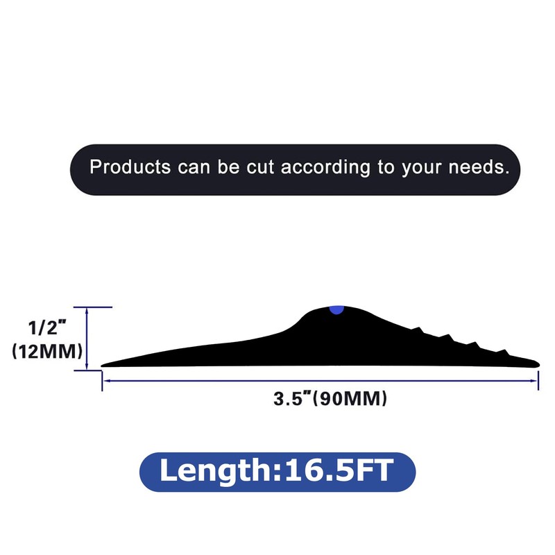 ToLanbbt 16.5Ft/5M Universal Garage Threshold Seal Strip with 300ml Black