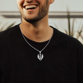 PARYFO Angel Wing Cross Pendant Necklace S925 Sterling Silver Men's Angel Wing Cross Necklace with Sapphire Birthstone Birthday Anniversary Men's Religion Unisex Jewelry Gift 20+2 inch Chain