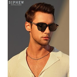 SIPHEW Mens Sunglasses: Polarized Glasses with Lightweight TR90 Frame, Small Round Lenses, Anti-Glare Effect and UV400 Protection, Ideal for Sports and Leisure Activities, B03 - 49mm - Turtle Brown