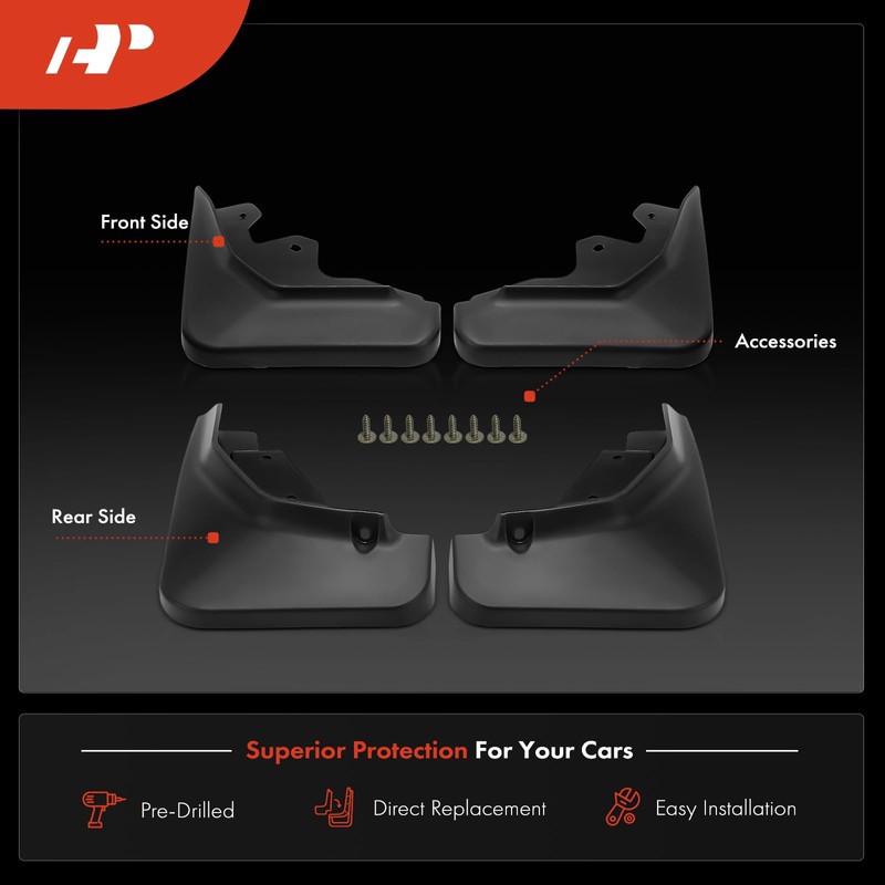 A-Premium Set of 4PCS Mud Flaps Splash Guards Mudguards Mudflaps