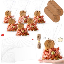 Gilprop 50 Sets House Warming Party Favors Housewarming Popcorn Bag with Thank You Tag And Twine Popcorn Candy Biscuits Goodie Bag Party Favor Bags for Guests New Home Gift Idea