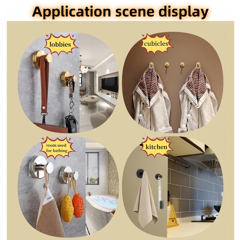 DSXHXXKG Suction Cup Hooks for Shower，2025 Upgraded Drill Free， Suction