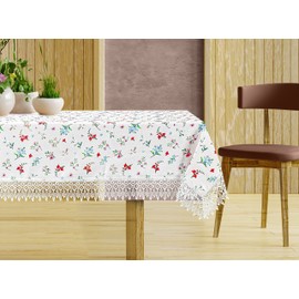 CASA-NEST Premium Cotton Cloth Table Cloth with Stiched Lace, Washable Quality Centre Table Cover, Size 40x60 Inch, Pack of 1 pc (Color1)