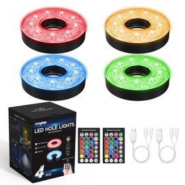 KINGTOP Rechargeable LED Golf Hole Light - Waterproof, Focused Illumination Lens, Remote-Controller, Perfect for Backyard Night Golf Practice Putting Green, Camping, Outdoor Party, O-4Pack