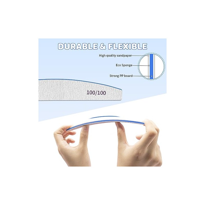 12 PCS Double Sided Emery Board Nail Files, 100/100 Grit