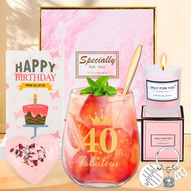 40. Geburtstag Geschenk für Frauen, Personalisierte Geschenke für Frauen, Lustige Geschenkset 40 Geburtstag für Sie, Weinglas Geschenke für Mutter, Ehefrau, Schwester, Tante, Lehrerin, Beste Freunde
