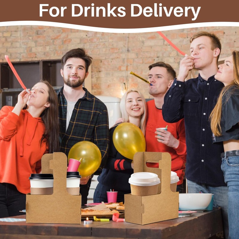 MAQIHAN 2 Cup Drink Carrier with Handle - 20Pcs Disposable