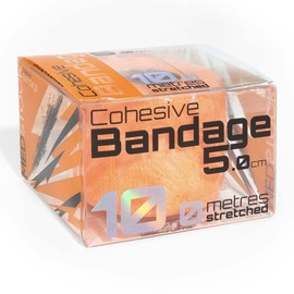 MEDSTOCK Cohesive Bandage 5cm x 10m ORANGE, Elastic Self Adherent Tape, Supports Injured Joints and Muscles