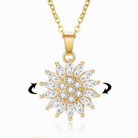 To My Granddaughter Sunflower Fidget Necklace Spinning Sunflower Necklace for Women Granddaughter Gifts from Grandma Necklace Cute Flower Necklace Jewelry for Women (Gold)