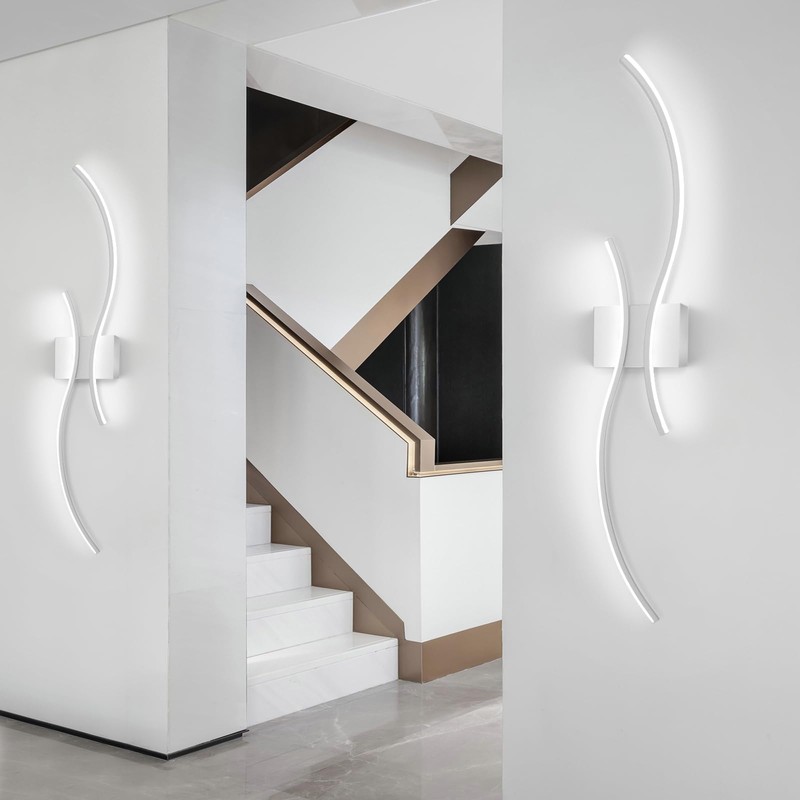 CANEOE Modern Wall Sconce, White Long Strip Led Wall Light