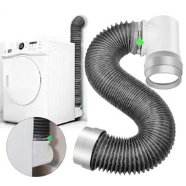 MOPHA 8FT Dryer Vent Hose for Tight Space, Indoor Dryer Hose Vent Kit with 6-Layer Duct Hose, 90 Degree Dryer Vent Elbow with Rubber Seal Connectors,Heat Resistant Dryer Exhaust Pipe,Easy Installation