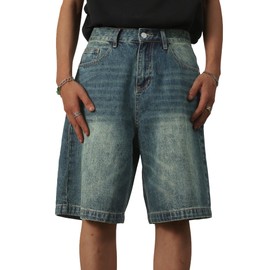 EMMIOL Mens Baggy Jean Shorts Loose Fit Denim Shorts Men Summer Casual Jorts Y2k Hip Hop Short Jeans Streetwear Clothes