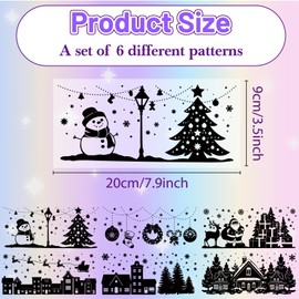 CREATCABIN 6PCS Christmas Silhouettes Cutouts Mason Jar Cutouts Lamp Film Santa Claus Snowflakes Scrapbook Waterproof PVC Lantern Jar Decoration for Wall Windows Frosted Glass Jars Crafts 3.5x7.9in