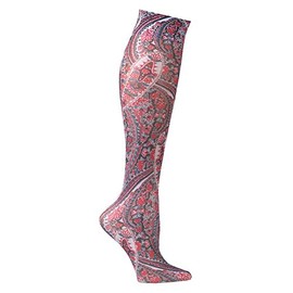 Celeste Stein Moderate Compression Knee High Stockings Wide Calf-Mauve Paisley