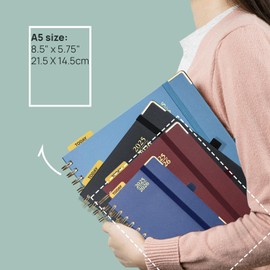 POPRUN Academic Daily Planner 2025-2026 One Page A Day - [5.75" x 8.5"- Spiral Hard Cover] Hourly Appointment Book (July 2025 - June 2026) with Monthly Calendar -Orange