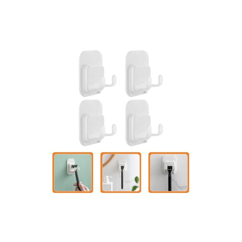 Porta Rastrillos para Baño 4 Ganchos Adhesivos, Soporte para Maquinilla