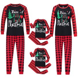 ABeCue Matching Family Pajamas for Women Men Christmas Holiday Pjs Set with Xmas Tree and Red Plaid Cotton Clothes Mum and Dad Pyjamas (A6179M, S)