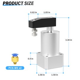 TAILONZ PNEUMATIC Right-Turn Cylinder Pneumatic Rotation Angle of 90 Degrees, Rotary Clamping Angle of the Lower Pressure Cylinder, Pressure Clamping Rotating Cylinder ACK25×90R