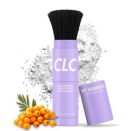 CLC Dry Shampoo Powder Brush - Ideal for Oily Hair - Convenient On-the-Go Use - Non-Toxic With Brush for Volume - Talc and Paraben Free - Non-Aerosol Gift for Women