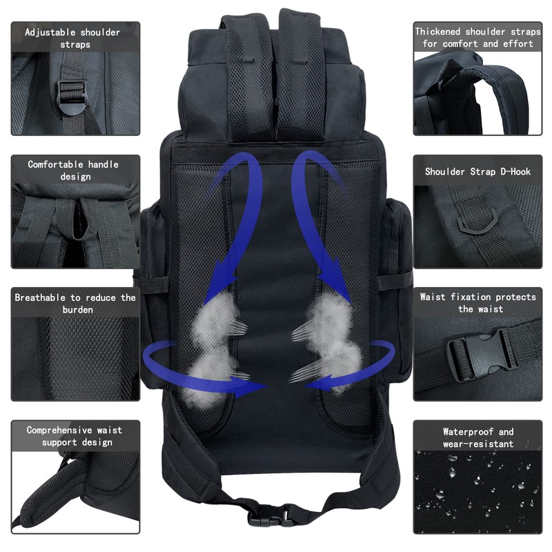 Ogetok 80L Hiking Backpack Camping Rucksack, 80 liters Large Capacity