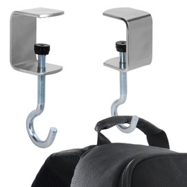 2pcs Desk Mount Bag Holder Hook, Metal Desk Hanger Adjustable Under Table Purse Hook Clamp Portable Headphones Holder Clip Organizer for Women Girls Handbag, Reduce Desk Clutter
