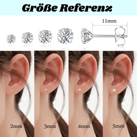 Titanium Earrings Hypoallergenic Women Men Girls G23 Titanium Stud Earrings Cubic Zirconia Stud Earrings 2/3/4/5 mm, Titanium, Cubic Zirconia