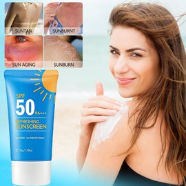 SPF 50 Sunscreen Cream with Hyaluronic Acid for Face and Body - Non-Greasy, Water Resistant Sunblock for Broad Spectrum Sun Protection - Refreshing Sun Cream for All-Day Coverage