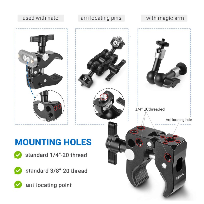 SMALLRIG Super Clamp with Jaw Opens from 10 to 55mm