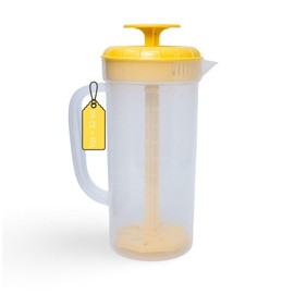JBK Plastic Measuring Mixing Pitcher, BPA Free, Fridge Friendly Clear Water Jug for Iced Tea, Lemonade, Juices, Milk, Beverage Container, Aguas Frescas, Jarra, Pichel, Shatter-Proof, 1 Quart, Yellow