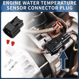 INFINAUTO 2 Pin Engine Water Temperature Sensor Connector Plug, 2.2mm Series Female Wire Terminal Connector for Nissan Plastic Copper Black, 1 Set