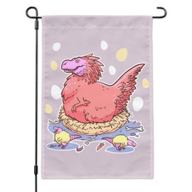 Feathered Tyrannosaurus Rex Dinosaur Nesting With Babies Garden Yard Flag
