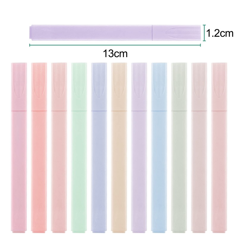 Fousenuk Pack of 12 Highlighters, Pastel Highlighters, 12 Colours, Marker