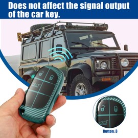 ACROPIX TPU 3 Button Keyless Entry Remote Cover Key Fob Cover Carbon Fiber Pattern Fit for Dodge Challenger - Pack of 1 Green