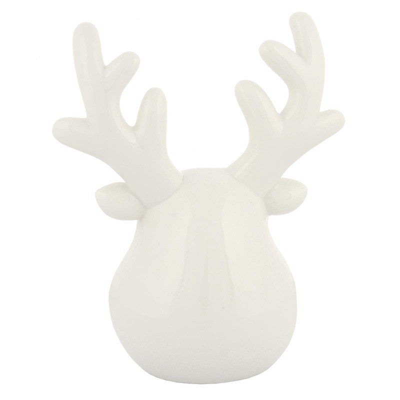 Mr Crimbo White Rudolph Reindeer Head Christmas Ornament Novelty Ceramic
