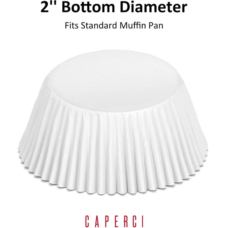 Caperci White Foil Cupcake Liners Standard Muffin Wrappers 150-Pack -