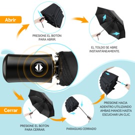 TechRise Umbrella, Compact Strong Windproof Automatic Umbrellas, Folding Lightweight, Portable Travel Golf Umbrella for Rain, One Button Auto Open and Close