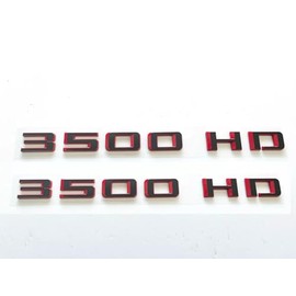 Pair Set 2019-2023 3500HD 3500 HD Door Side Emblem Badge Nameplate (Black Red)